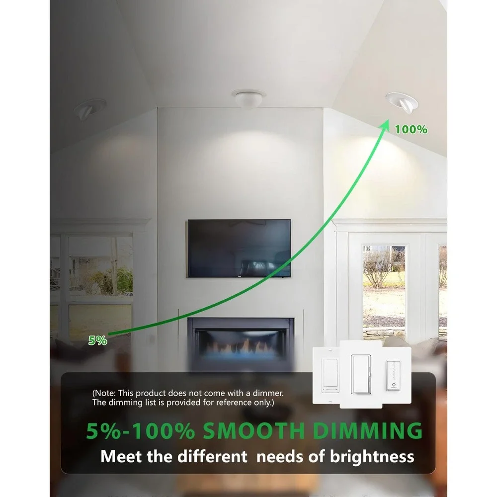 zouzai 6 Inch 360° Rotation LED Recessed Downlights 15W 1700LM Dimmable 6 Pack